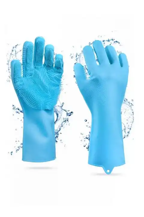 Sihirli Bulaşık Yıkama Eldiveni Dayanıklı Kaymaz Tırtıklı Renkli Eldiven Fırın Mutfak Eldiveni