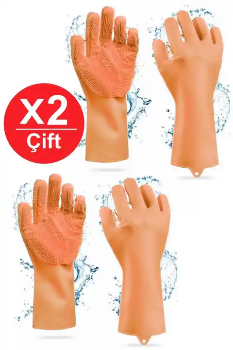 Silikon Eldiven Bulaşık Yıkama Eldiveni Dayanıklı Kaymaz Tırtıklı Eldiven Fırın Mutfak Eldiveni