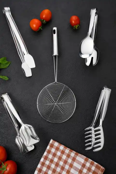 Salata Maşası Pasta Makarna Izgara Mangal Maşası Çelik Kızartma Kepçe Kevgir Süzgeç Servis Maşa