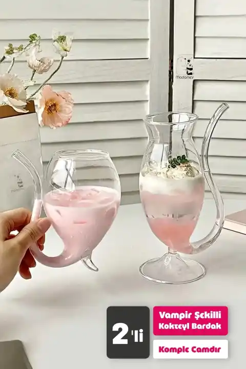 2li Parti Bardak Seti Vaso Cocktail & Vampir Kokteyl Coupes Vaso Borosilikat Bardak Serisi
