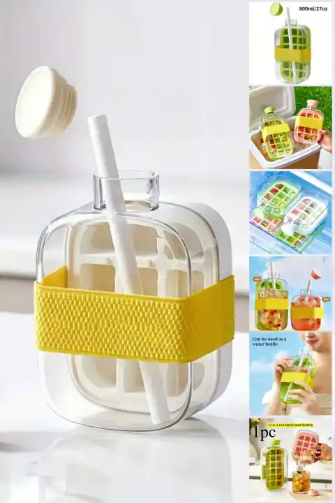 Yeni Nesil Pipetli Buz Kalıbı Matara Retro Buz Kalıbı Su Şişesi Kapaklı Taşınabilir Buz Küpü 500ml