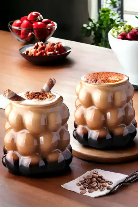 Boncuklu Bardak Meşrubat Su Kahve Sunum Bardağı Isıya Dayanıklı Borosilikat Cam Retro Bardak