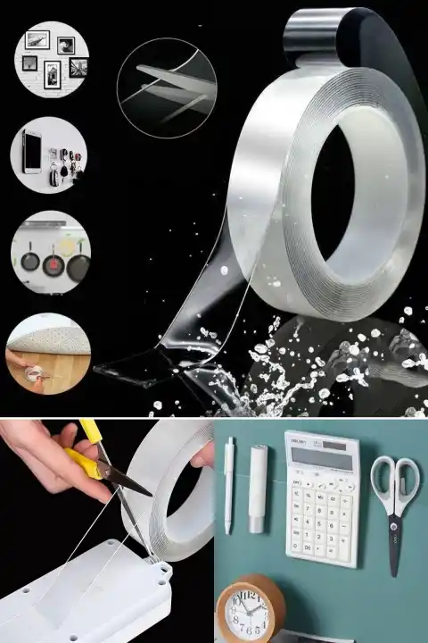 Çift Taraflı Bant Çıkarılabilir Süper Güçlü Bant Şeffaf Nano Yapışkanlı Duvar Bandı 3m-2mm Seti