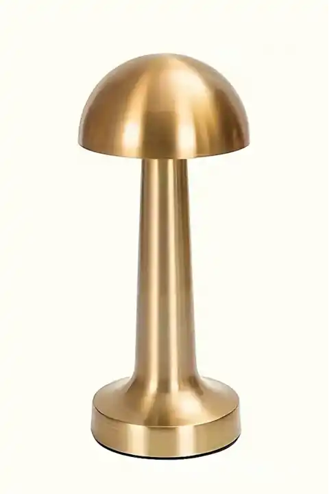 3 Işık Renkli Şarjlı Dim Edilebilir Masa Lambası Gold Kasa Masaüstü Dekoratif Mantar Lamba