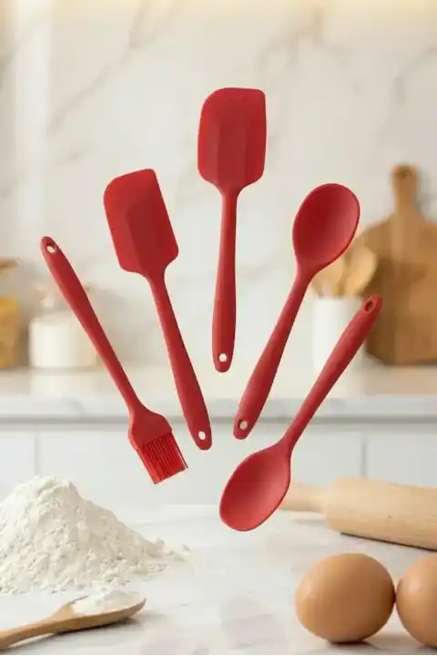 5’li Silikon Mutfak Gereçleri Seti – Isıya Dayanıklı, Şık ve Modern Tasarım