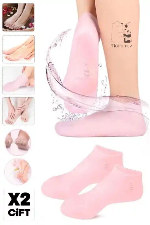 2 Çift Silikon Ayak Bakım Çorabı Nemlendirici Jel Çorap Yumuşak Kadın Ayak Çatlak Önleyici Çorap