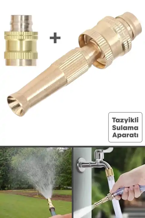 Pirinç Musluk Ucu ve Hortum Tazyik Bağlantı Aparatı | Tazyikli Sulama ve Araç Yıkama Başlığı