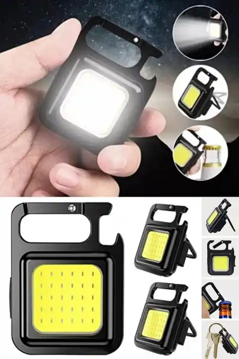 USB Şarjlı El Feneri Mini LED Lamba Anahtarlık Taşınabilir 4 Fonksiyonlu Kamp Feneri Ofis Lambası