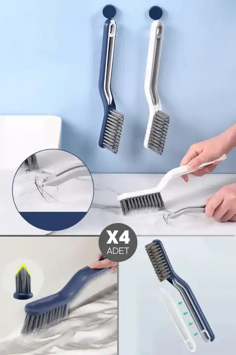 4 Adet Cımbız Maşalı V Uçlu Gider Açıcı Temizlik Fırçası Banyo Mutfak Lavabo Fayans Köşe Oluk Fırça