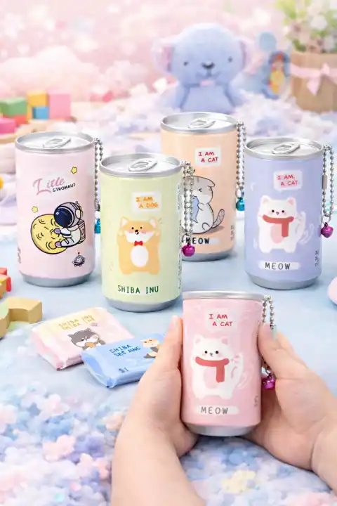 Sevimli Kola Kutusu Şekilli Anahtarlık Islak Mendil Kutusu Çanta Süsü Mini Cep Mendil Seti