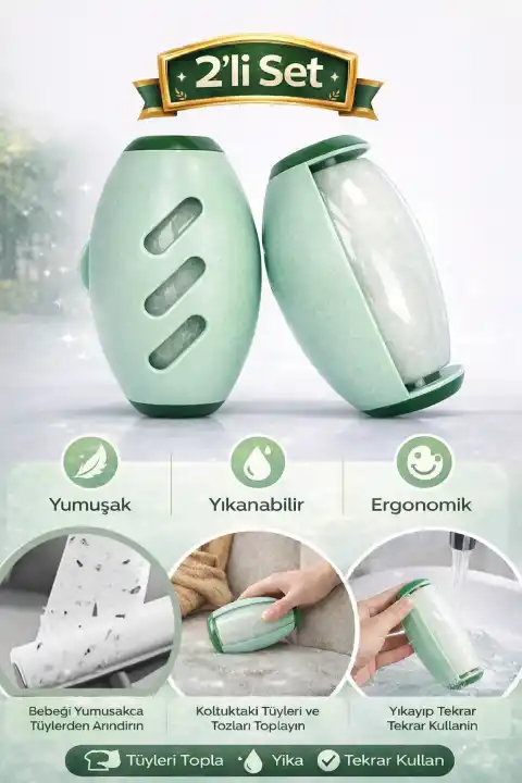 2li Yıkanabilir Tüy Toplayıcı Rulo Kedi Köpek Evcil Hayvan Tüy Temizleyici Giysi Jel Tüy Topu