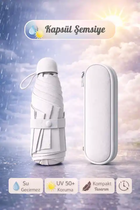 Çantalı Kapsül Şemsiye Şemsiye Taşınır Manuel Mini Boy Kadın Güneş Şemsiyesi Renk07