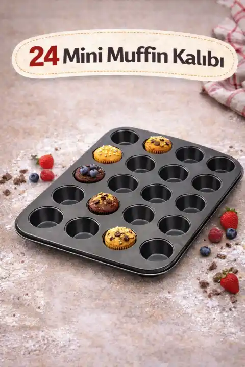 Muffin Kalıbı 24lü Cupcake Kapsülü Fırın Mini Kek Browni Kekstra Kurabiye Kalıbı Muffin Baking Pan