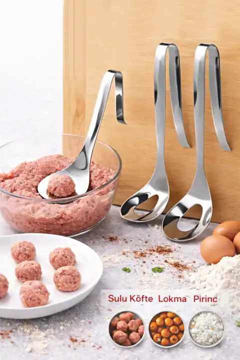 Lokma Kaşığı Paslanmaz Çelik Köfte Kaşığı Sulu Köfte Lokma Pirinç Top Köfte Yapma Kaşık