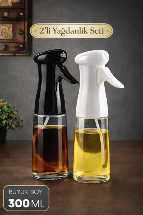 Büyük Boy Sprey Yağdanlık Airfryer Püskürtmeli Cam Şişe Ayçiçek Zeytinyağı 300ml Karışık