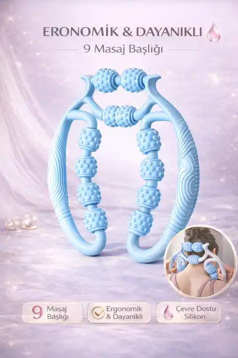 Kas Gevşetici Masaj Aleti Ayarlanabilir 9 Tekerlekli Lenf Drenaj Rulosu Bacak Kol Gevşetici Selülit