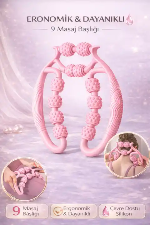 Kas Gevşetici Masaj Aleti 9 Tekerlekli Lenf Drenaj Rulosu Ayarlanabilir Bacak Kol Gevşetici Selülit