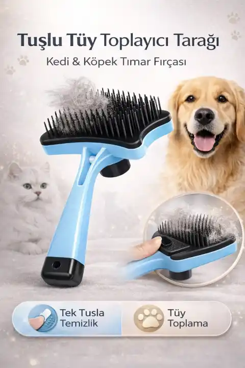 2li Evcil Hayvan Kedi Köpek Tarağı Tüy Toplayıcı Fırça Tarak Tımar Etme Kaşıma Tarağı