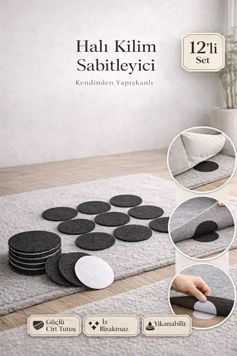 12li Kilim Halı Kaydırmaz Sabitleyici Cırt Kendinden Yapışkanlı Koltuk Örtüsü Halı Kayma Önleyici