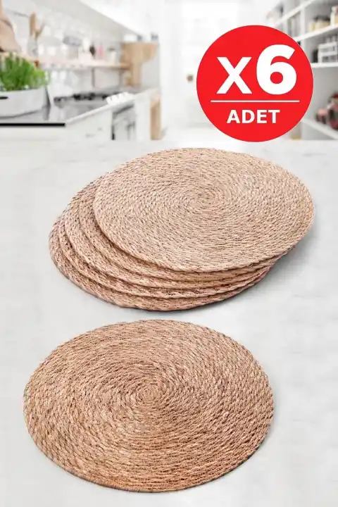 6lı Bambu Rattan El Yapımı Amerikan Servis Hasır Supla Masa Sofra Düzenleyici Tabak Altlığı