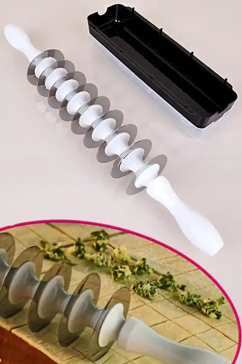 9 Bıçaklı Pratik Mantı Kesme Merdanesi Mantı Ravioli Hamuriçi Hazırlama Mutfak Hamur Kesme Aleti