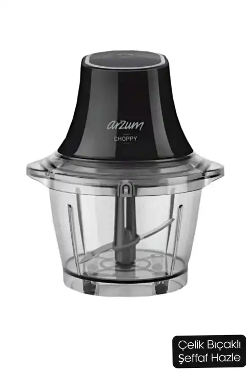 Arzum Ar1133 Choppy Pratik Mutfak Doğrayıcı 600 W 1 lt Şeffaf Hazne Kaydırmaz Taban Siyah Renkli