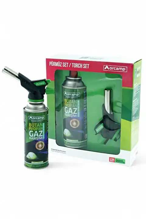 Çakmaklı Kartuş Pürmüz Seti Yeşil Torch KTS-227 GR Başlık + Yedek Gaz Seti