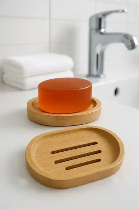 Doğal Bambu Katı Sabunluk Mutfak Banyo Organizeri Dekoratif Oval Hamam Sauna Sabunluk