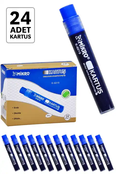 Mikro K-6019 Beyaz Tahta Kalemi Refili Mavi Kartuşlu Uzun Ömürlü Keskin Yazım Performansı