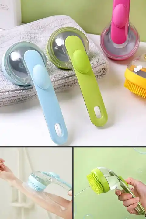 Şampuan Hazneli Duş Saç Fırçası Yumuşak Silikon Dişli Tarak Vücut Bakım Masaj Tarağı