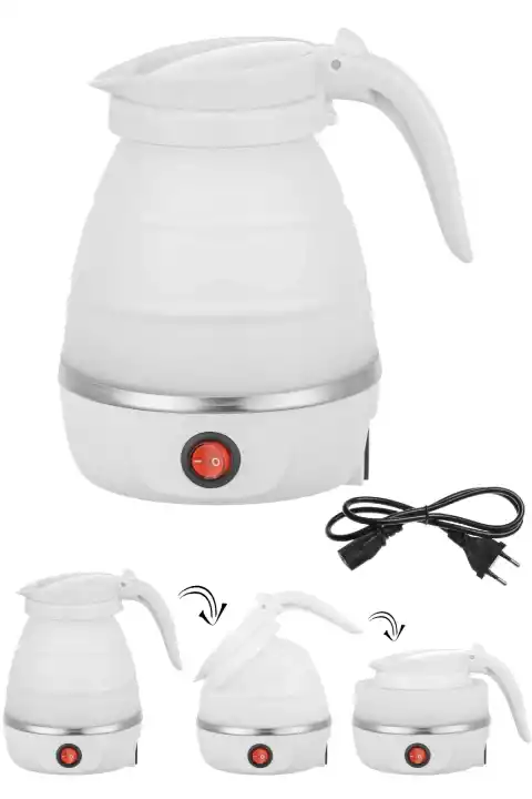 Silikon Katlanır Elektrikli Kahve Çay Su Isıtıcı Kettle Taşınabilir Seyahat Piknik Demlik 600ml.