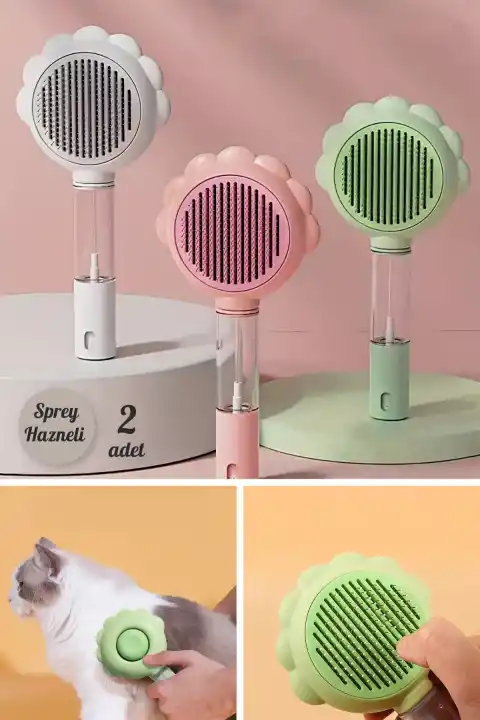 2li Sprey Hazneli Otomatik Temizlenen Kedi Köpek Tüy Toplayıcı Tarak Evcil Pet Hayvan Tüy Fırçası