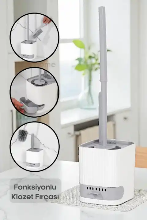 Hazneli Klozet Fırçası Banyo Tuvalet Wc Temizleme Fırçası 2li Temizlik Fırçası Hazneli Su Akıtmaz