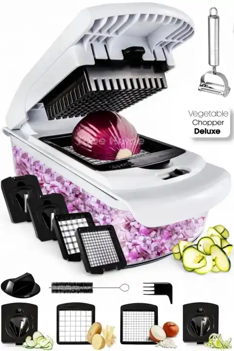 Vegetable Chopper Deluxe Rende Sebze Soğan Küp Doğrayıcı Dilimleyici Spiral Kesici Dicer Rende Seti