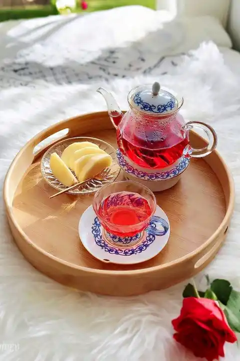 Yuvarlak Bambu Tepsi Büyük Boy Kahvaltı Çay Servis Sunum Tepsisi Kulplu Darke Kitchen Tepsi