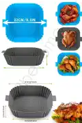 3'lü Silikon Air Fryer Pişirme Kalıbı Premium Kare Fırın Mikrodalga Hava Fritözü Pişirme Kağıdı - Görsel 3