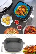3'lü Silikon Air Fryer Pişirme Kalıbı Premium Kare Fırın Mikrodalga Hava Fritözü Pişirme Kağıdı - Görsel 2