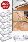 200lü Şeffaf Kablo Sabitleyici Düzenleyici Duvar Klipsi Yapışkanlı Kablo Organizer Tutucu Toplayıcı - Görsel 1