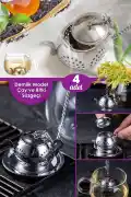 4'lü Demlik Model Çelik Bitki Çayı Demleme Süzgeci Çay Kahve Demleme Bardak Çaydanlık Tea Süzgeci - Görsel 1