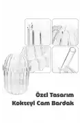 2'li Kübbe Kapaklı Pipetli Bardak Isıya Dayanıklı EggGlass İskandinav Kahve Sunum Bardağı 430ml Set - Görsel 4
