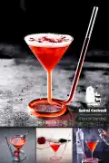 Spiral Cocktail Kendinden Pipetli Martini Kokteyl Sunum Bardağı New Stil Cam Meşrubat İçki Bardağı - Görsel 1