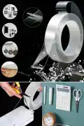 2li Çift Taraflı Bant Çıkarılabilir Süper Güçlü Bant Şeffaf Nano Yapışkanlı Duvar Bandı 3m-2mm Seti - Görsel 2