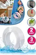 2li Çift Taraflı Bant Çıkarılabilir Süper Güçlü Bant Şeffaf Nano Yapışkanlı Duvar Bandı 3m-2mm Seti - Görsel 1