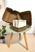 3 Boy Naturel Hasır Sepet Organizer Banyo Mutfak Ev Dekoru Doğal Örme Dekoratif Sepet - Görsel 2