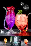 2'li Özel Parti Bardak Seti Vaso Cocktail & Vampir Kokteyl Coupes Vaso Borosilikat Bardak Serisi - Görsel 1