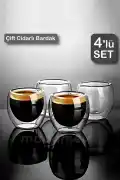 4’lü Çift Cidarlı Bardak Isıya Dayanıklı Espresso Kahve Sunum Bardağı Viski Cam Kupa Bardağı 250ml - Görsel 1