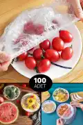 100 Adet Şeffaf Streç Bone Kapak – Esnek Tencere Tabak Kase Gıda Saklama Bonesi Buzdolabı Koruyucu - Görsel 3