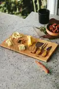 Gourmet Cheese Peynir Sunum Tahtası 3 Bıçaklı Naturel Bambu Kahvaltı Servis Sunum Yemek Tabağı Seti - Görsel 5