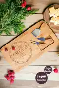 Gourmet Cheese Peynir Sunum Tahtası 3 Bıçaklı Naturel Bambu Kahvaltı Servis Sunum Yemek Tabağı Seti - Görsel 1
