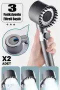 2 Adet 3 Fonksiyonlu Banyo Duş Başlığı Kireç Önleyici Turbo Yüksek Basınçlı Duş Başlığı - Görsel 1